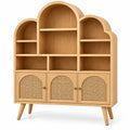 Bibliothèque beige à trois arches et trois portes basses tressées