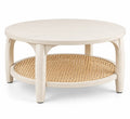 Table basse ronde crème à plateau inférieur tressé